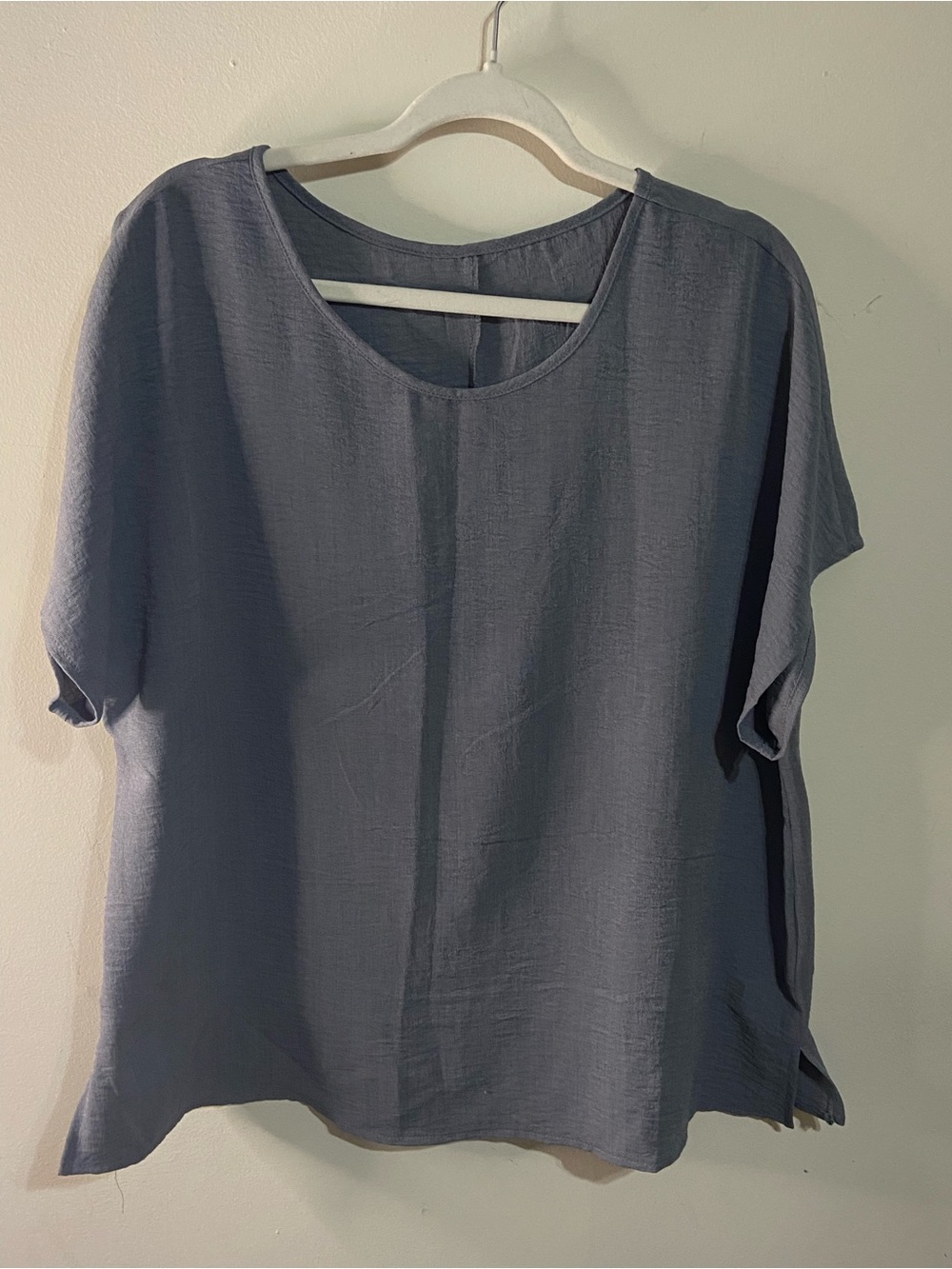 Relaxed Short-Sleeve Blouse - Slate Gray